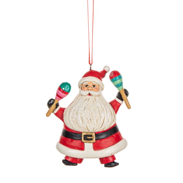 Santa Shaking Maracas Ornament