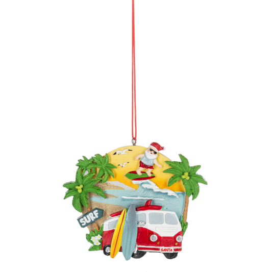 Santa Surfing Ornament