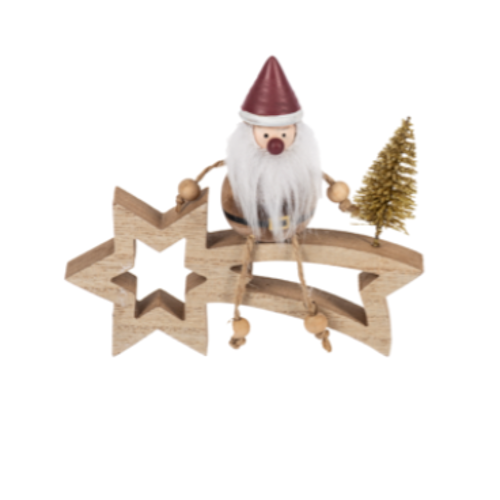 Santa & Snowman on Shooting Star Figurine, each sold seperately