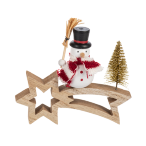 Santa & Snowman on Shooting Star Figurine, each sold seperately