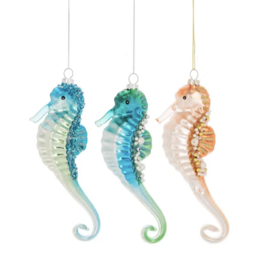 Glass Seahorse Ornament-Assorted Colors, sold seperately