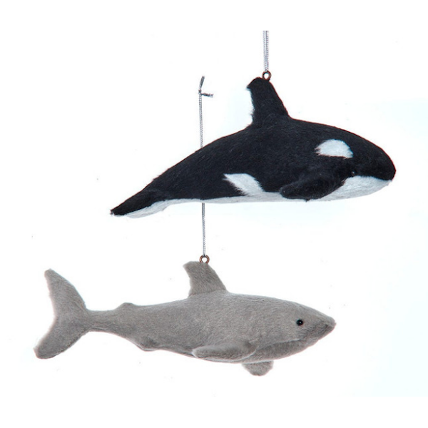 Shark & Whale Ornaments, each sold separately