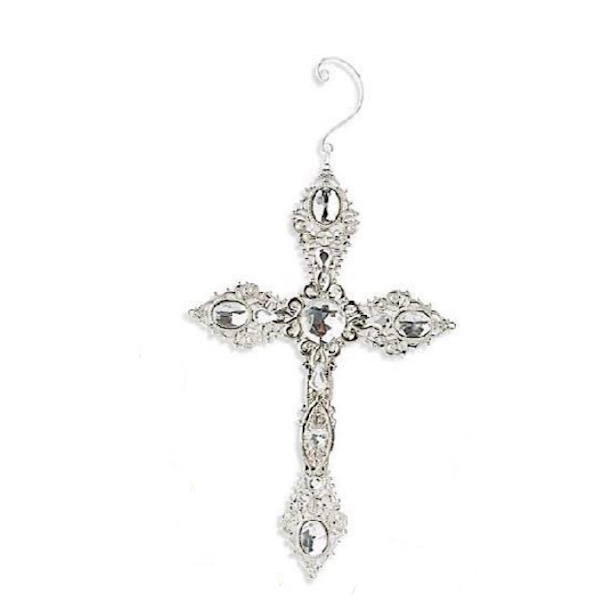 Silver 2-Sided Cross Ornament