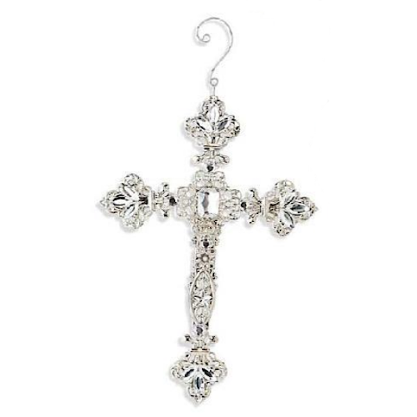 Silver 2-Sided Cross Ornament