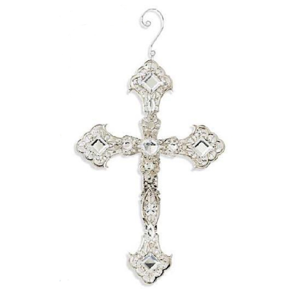 Silver 2-Sided Cross Ornament