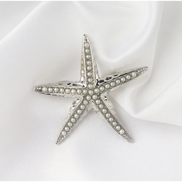 Pearl Starfish Brooch Pin