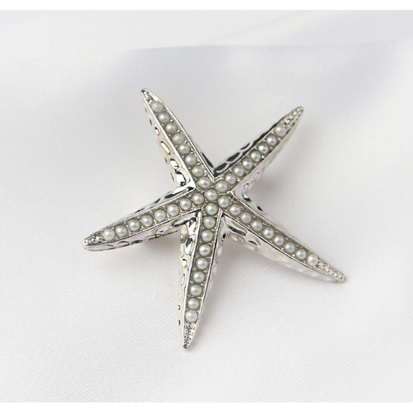 Pearl Starfish Brooch Pin