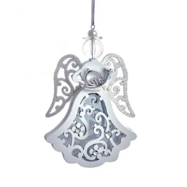 Silver & White Glittered Angel Ornament, sold separately