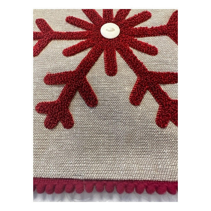 Taupe Embroidered Christmas Tea Towel