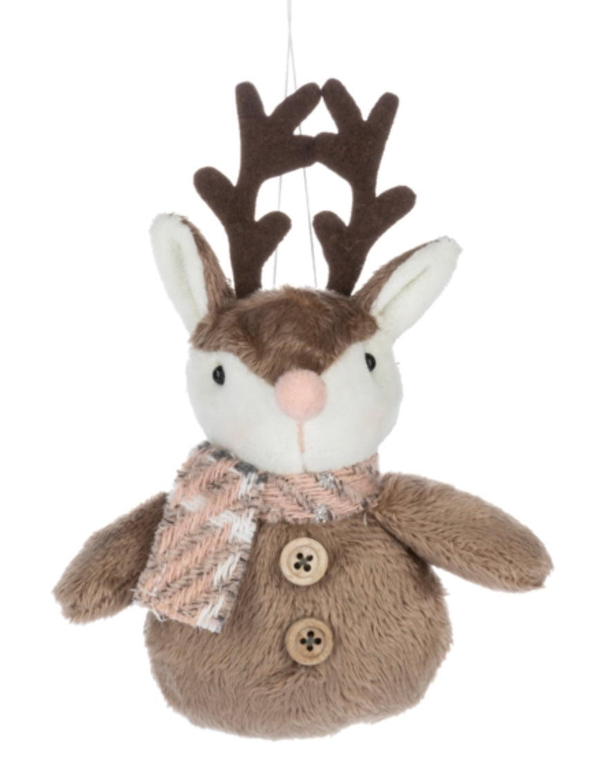 Snowman and Deer Softie Ornaments, sold separately