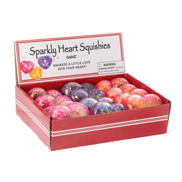 Sparkly Heart Squishies-Assorted Colors, each sold separately