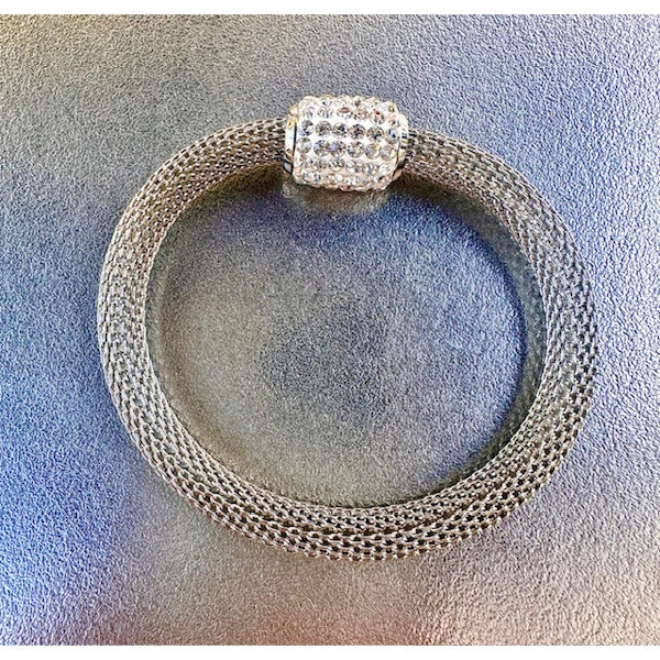 Stainless Steel Mesh Crystal Bracelet