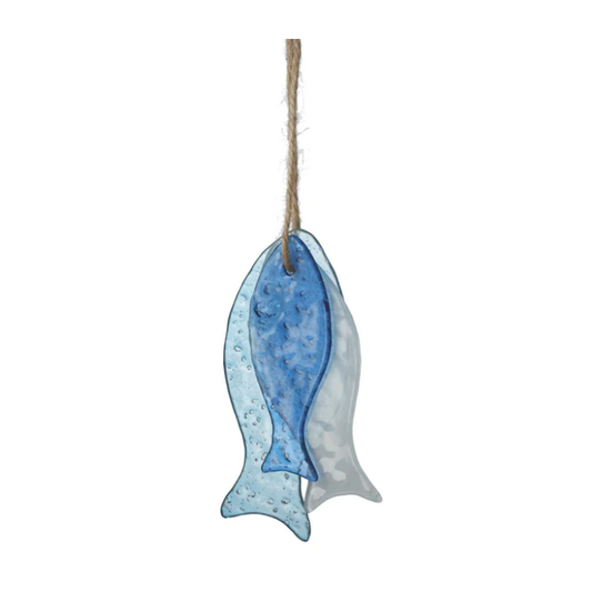 Three Glass Fish on Jute Hangar
