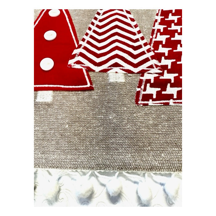 Taupe Embroidered Christmas Tea Towel