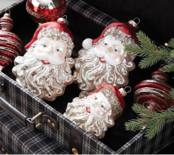 Vintage Glass Santa Head Ornament
