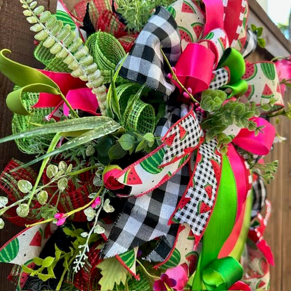 Watermelon Wreath-Hello Summer Wood Sign, Handmade
