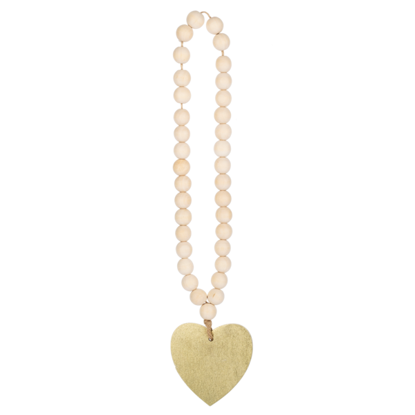 Wood Beaded Loop with Desert Colors Heart Charm-Assorted, each sold seperately