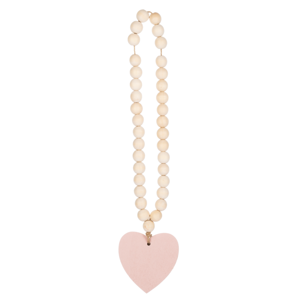 Wood Beaded Loop with Desert Colors Heart Charm-Assorted, each sold seperately