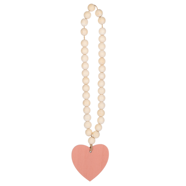 Wood Beaded Loop with Desert Colors Heart Charm-Assorted, each sold seperately