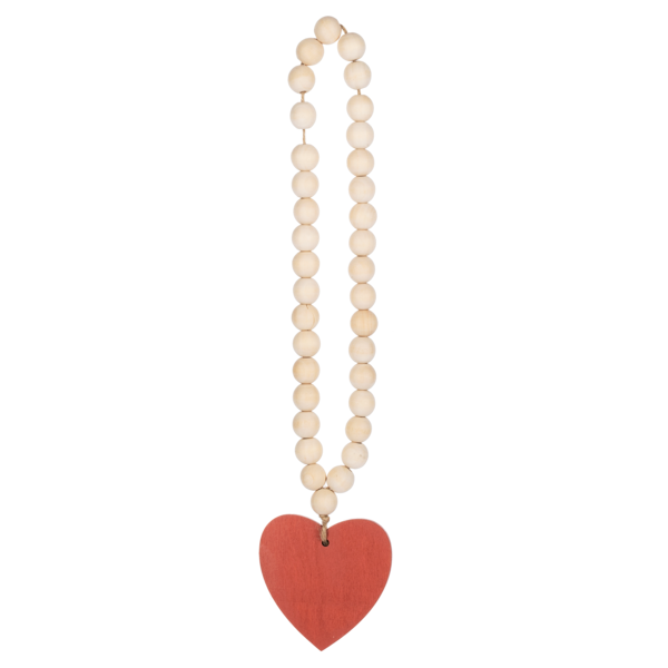Wood Beaded Loop with Desert Colors Heart Charm-Assorted, each sold seperately
