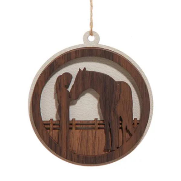 3-Layered Wood Equestrian Disc Ornament-Assorted, sold seperately