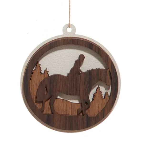 3-Layered Wood Equestrian Disc Ornament-Assorted, sold seperately