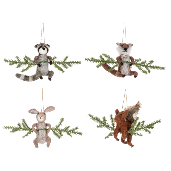 Woodland Animal On Branch Ornaments-Assorted, sold seperately