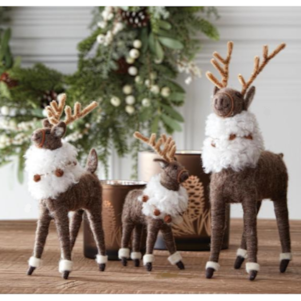 Large Wool Reindeer with Bells