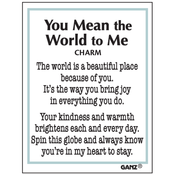 You Mean The World To Me-Spinning Charm, Includes Insert Card