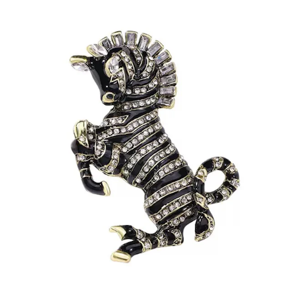 Zebra Rhinestone Brooch Pin
