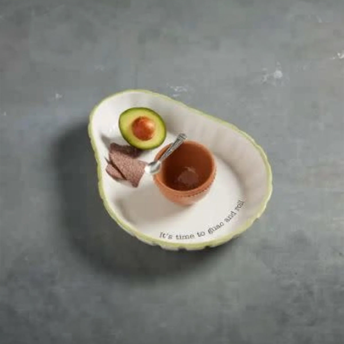 Avocado Shaped Chip and Guacamole Dip Bowl Set