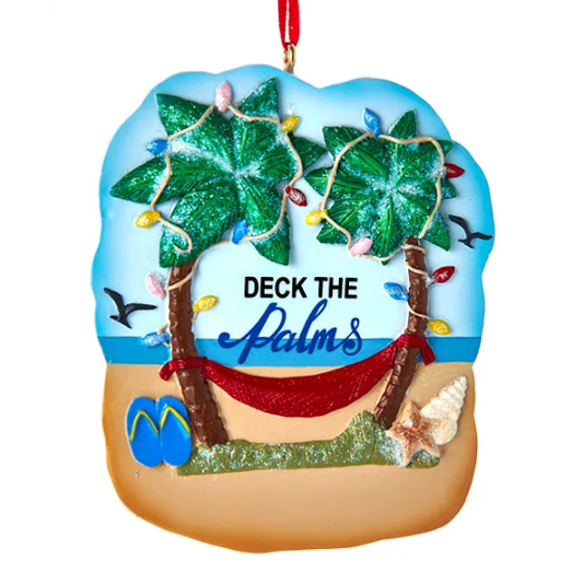"Deck The Palms" Beach Ornament (for personalization)