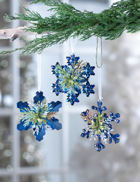 Mistletoe Snowflake Kissing Krystals Ornament, Sapphire Blue