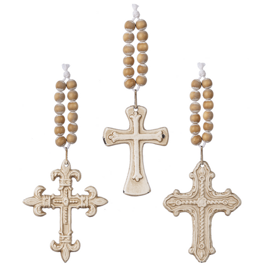 Small Cross with Beaded Hanger, Assorted Styles-sold seperately