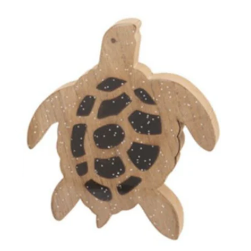 Wood Sea Turtle Decorative Block