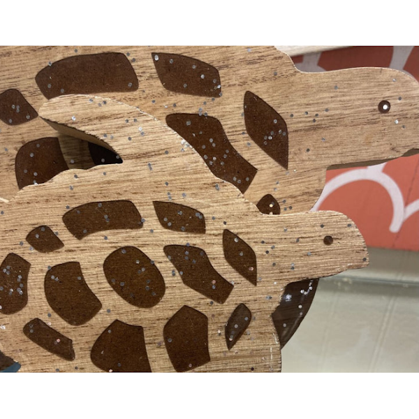 Wood Sea Turtle Decorative Block