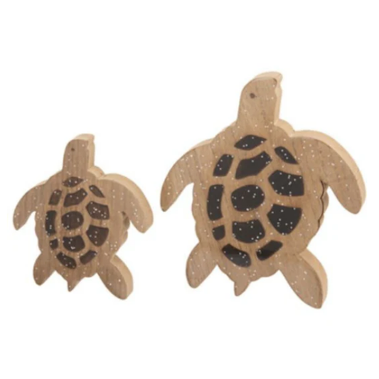 Wood Sea Turtle Decorative Block