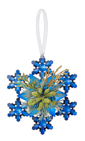 Mistletoe Snowflake Kissing Krystals Ornament, Sapphire Blue