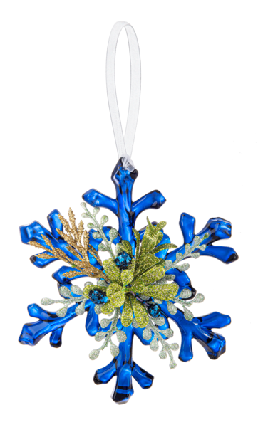 Mistletoe Snowflake Kissing Krystals Ornament, Sapphire Blue