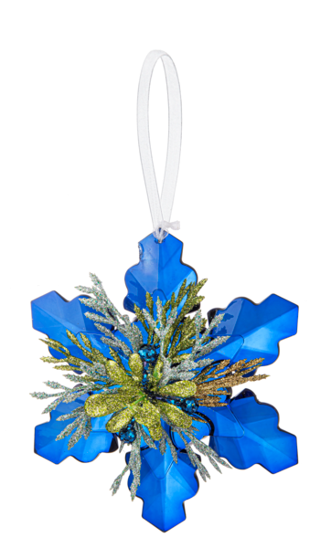 Mistletoe Snowflake Kissing Krystals Ornament, Sapphire Blue