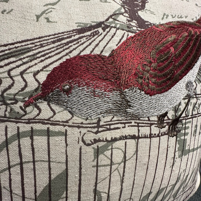 El Ave Birdcage Embroidered Throw Pillow