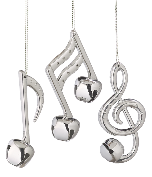 Silver Bell Music Note Ornaments