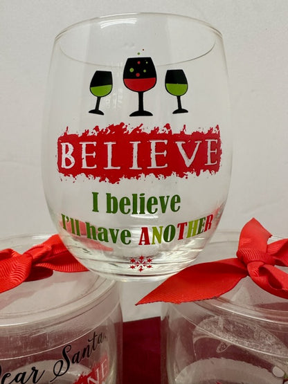 Holiday Stemless Wine Glass