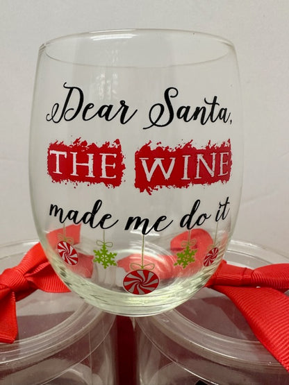 Holiday Stemless Wine Glass