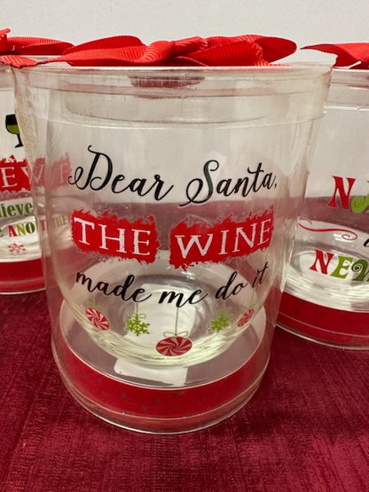 Holiday Stemless Wine Glass