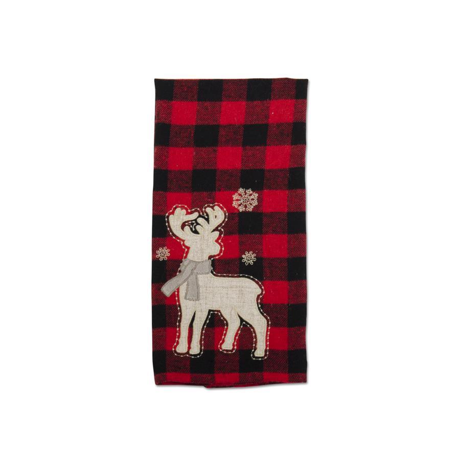 Buffalo Plaid Towel w/Deer