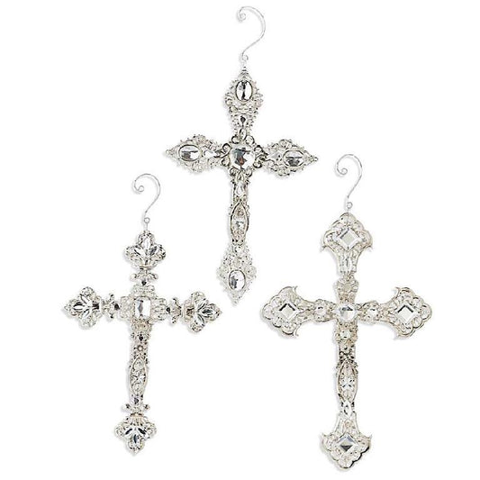 Silver 2-Sided Cross Ornament