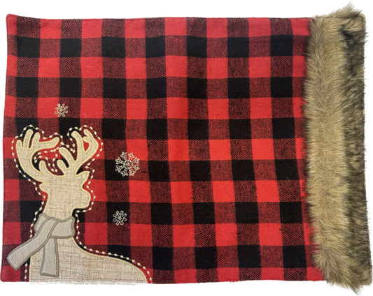 Buffalo Plaid Placemat w/Faux Fur Trim