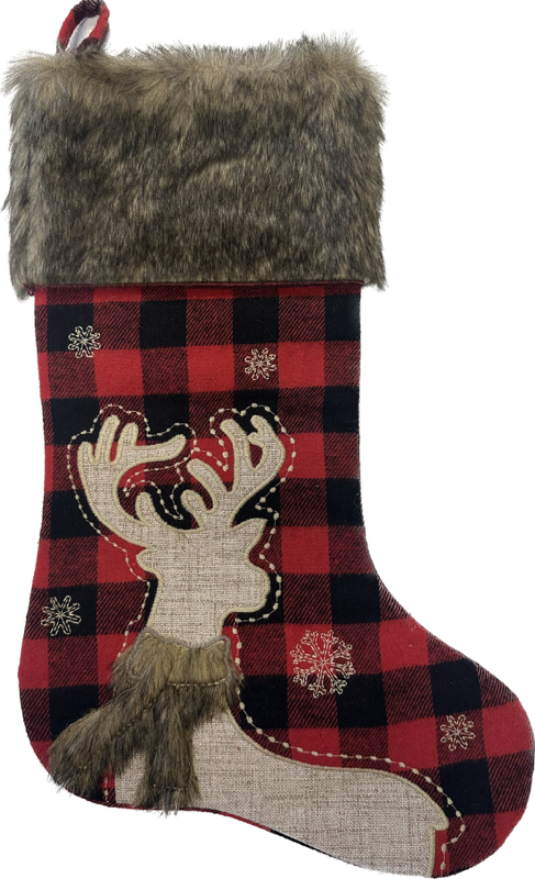 Buffalo Plaid Stocking w/Faux Fur Trim