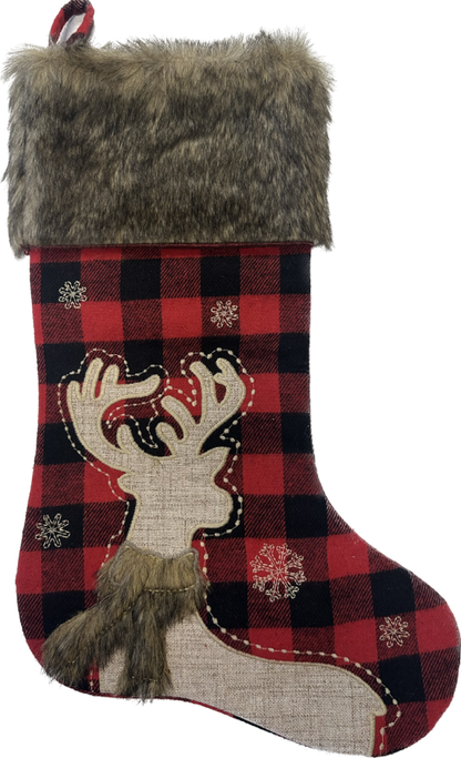 Buffalo Plaid Stocking w/Faux Fur Trim